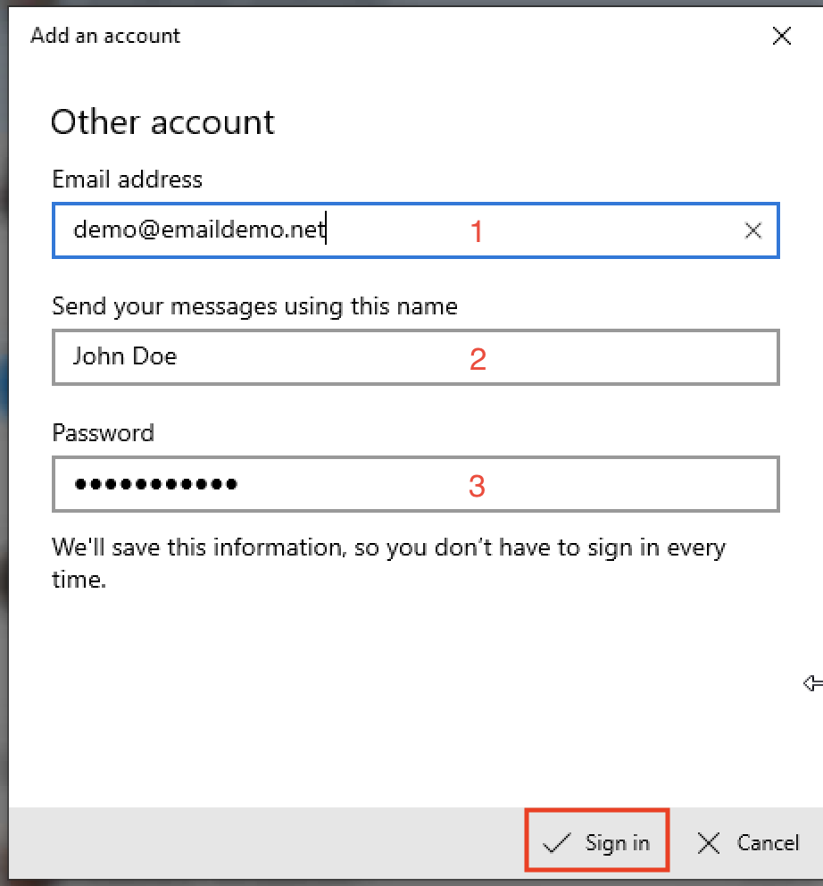 Email Setup in Windows 10 Mail